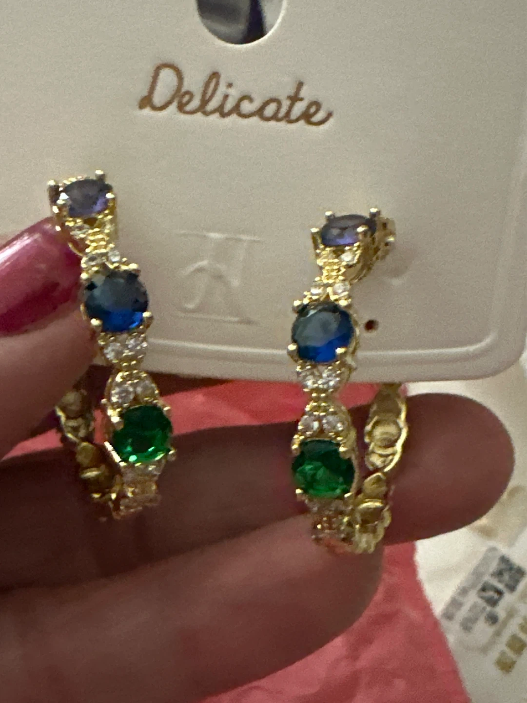 Delicate Hoop Earrings with Gems