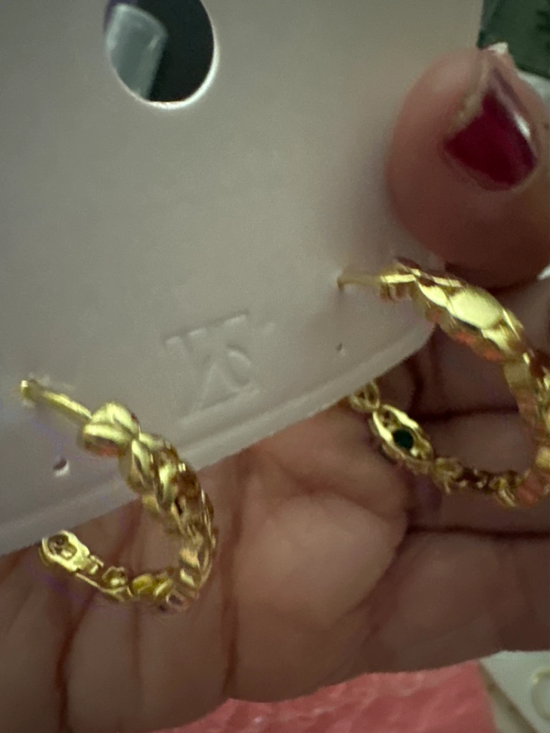 Delicate Hoop Earrings with Gems - photo 2