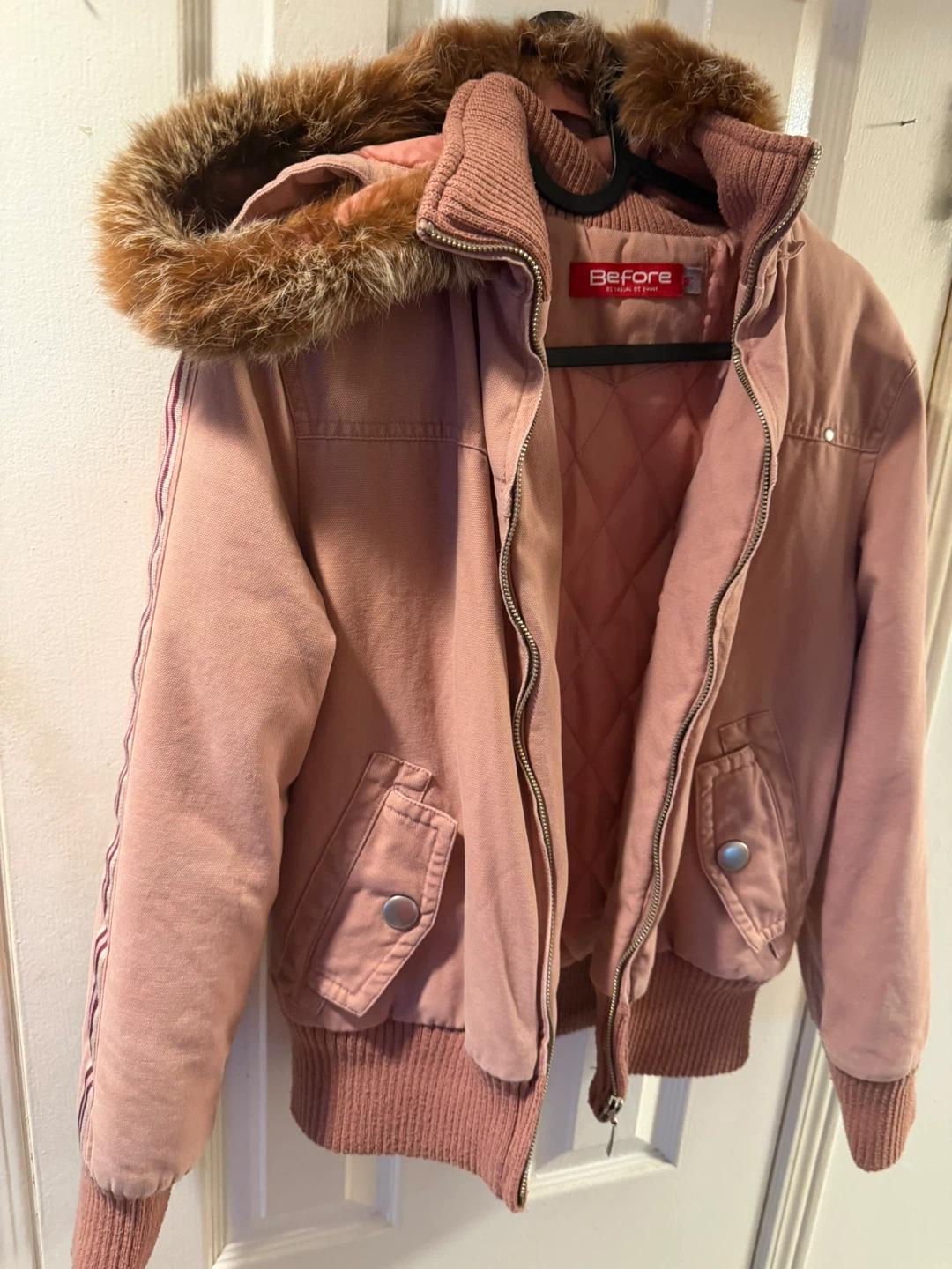 Before Pink Bomber Jacket with Fur Hood - photo 2