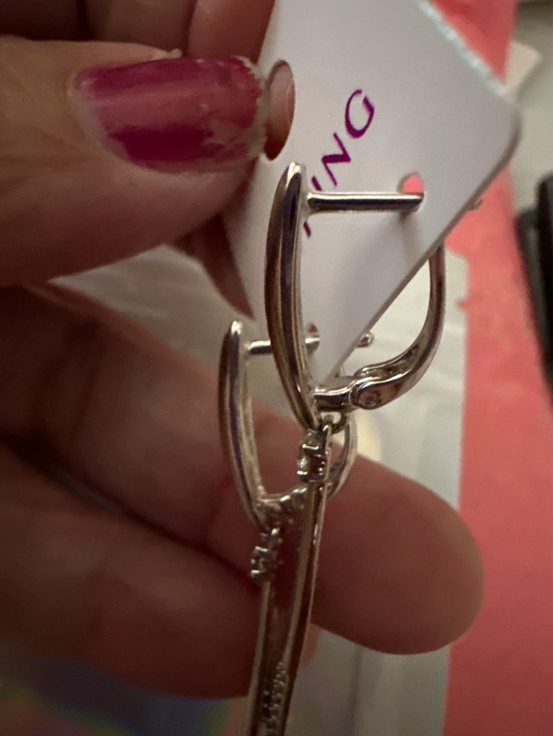 Xuping Dangle Earrings Silver Tone Crystal Accents - photo 2
