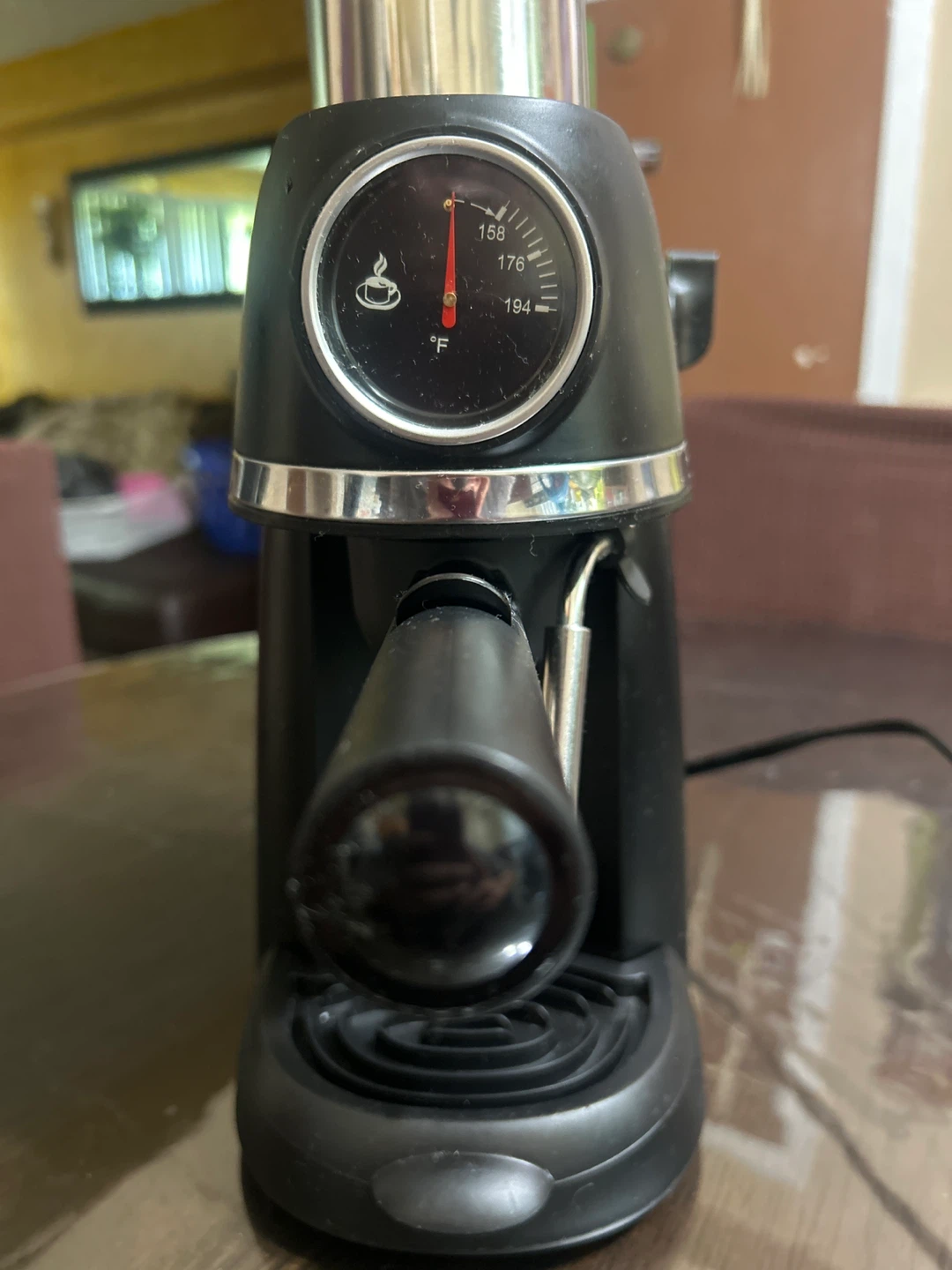 Black Espresso Machine with Temperature Gauge - photo 2