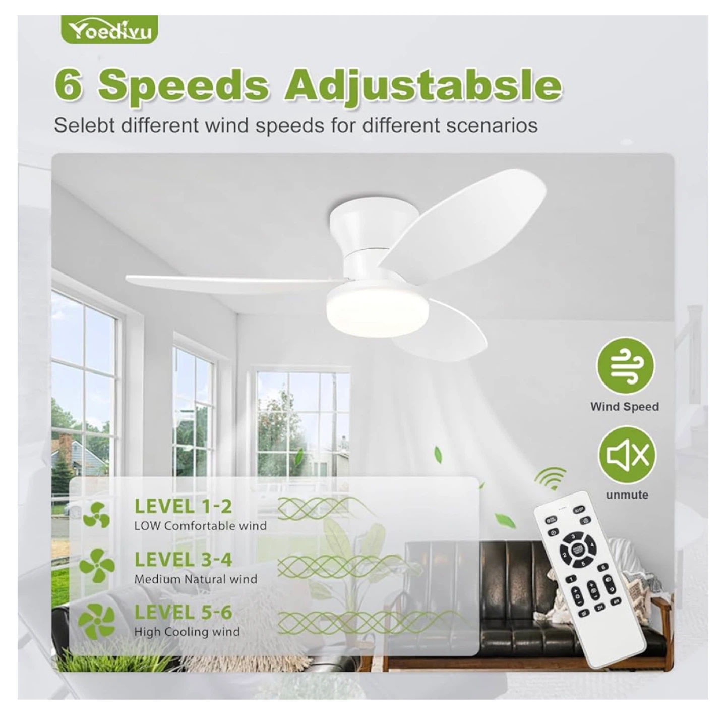 ZOEYONU Ceiling Fan with Light - photo 3