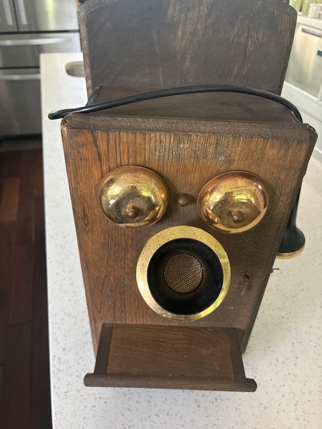 Vintage Wooden Telephone Decanter Set with Glasses
