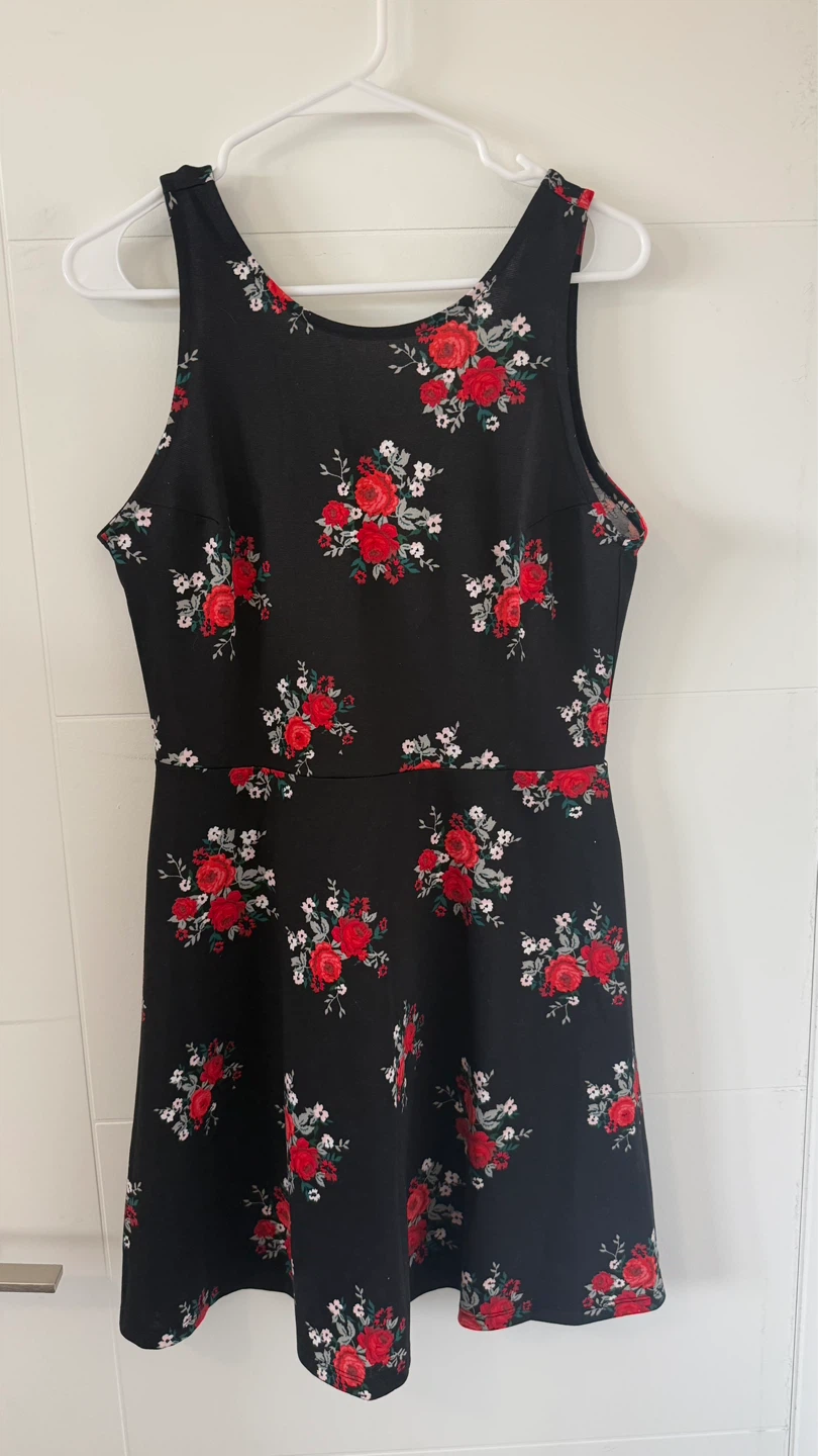 Divided H&M Black Floral Sleeveless Dress Size 12