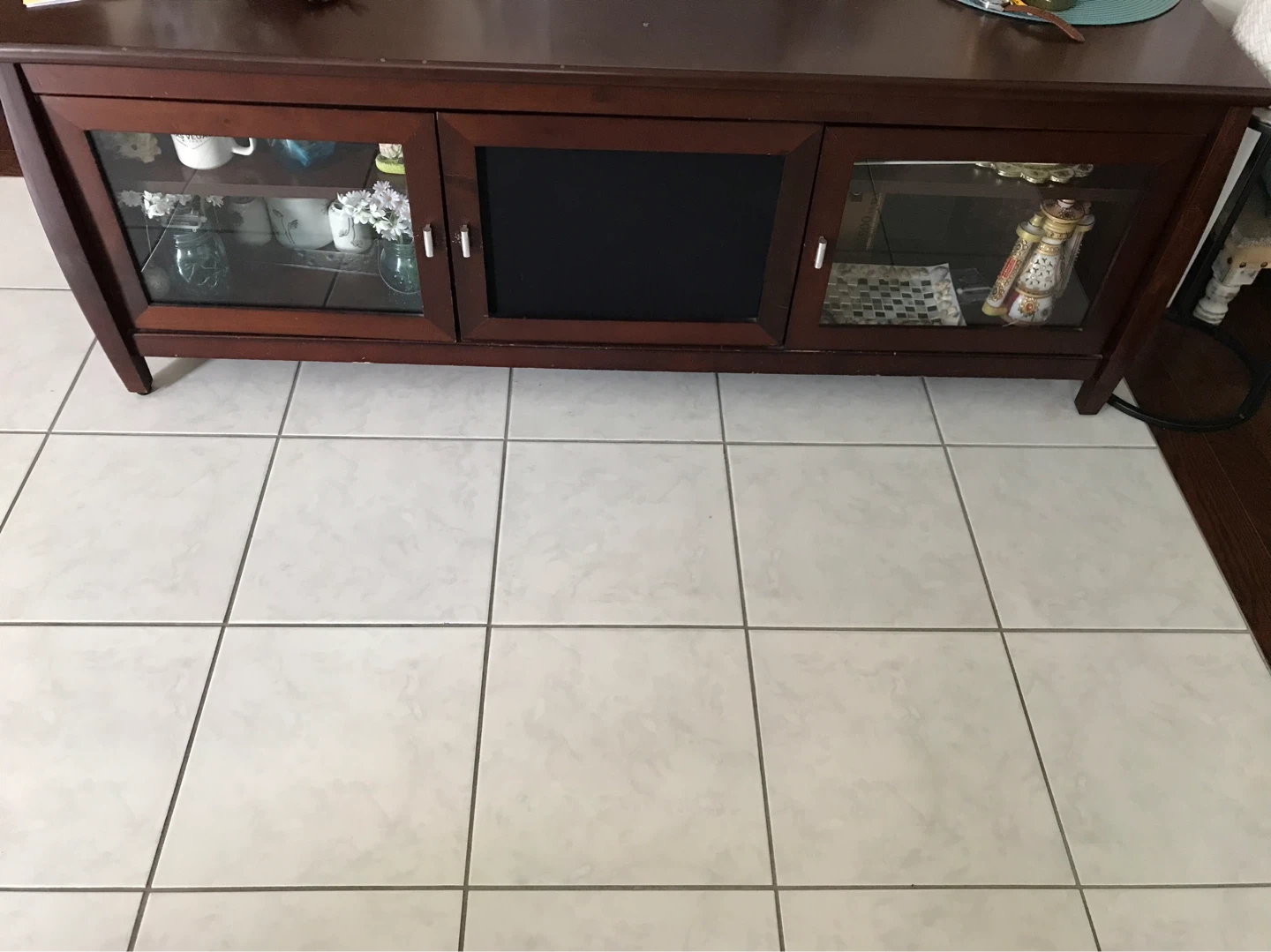 Wooden Media Console with Glass Doors - photo 2