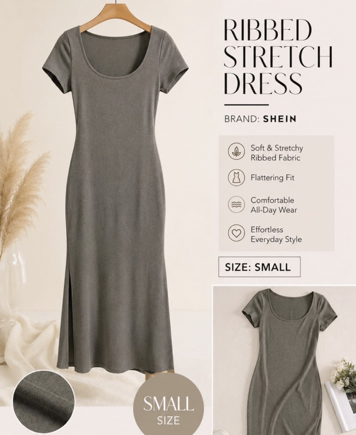 Shein Ribbed Stretch Dress - Small