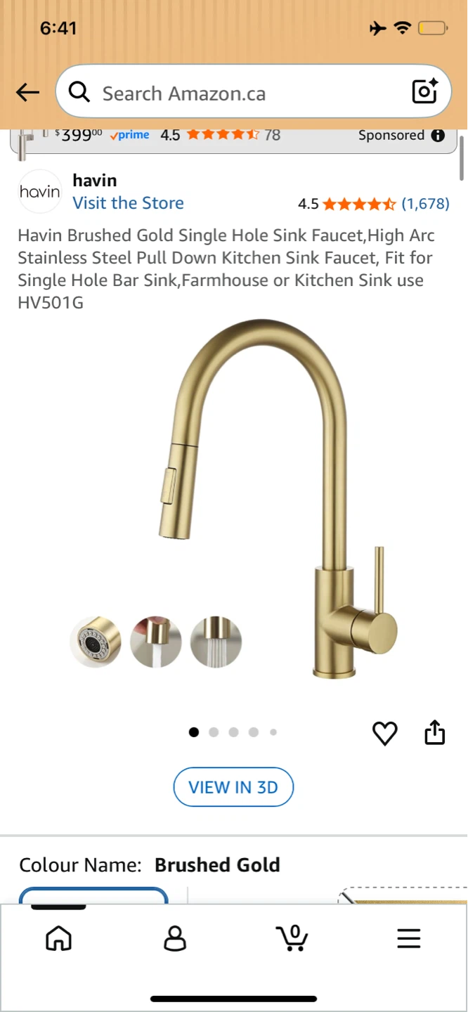 Havin Brushed Gold Single Hole Kitchen Sink Faucet