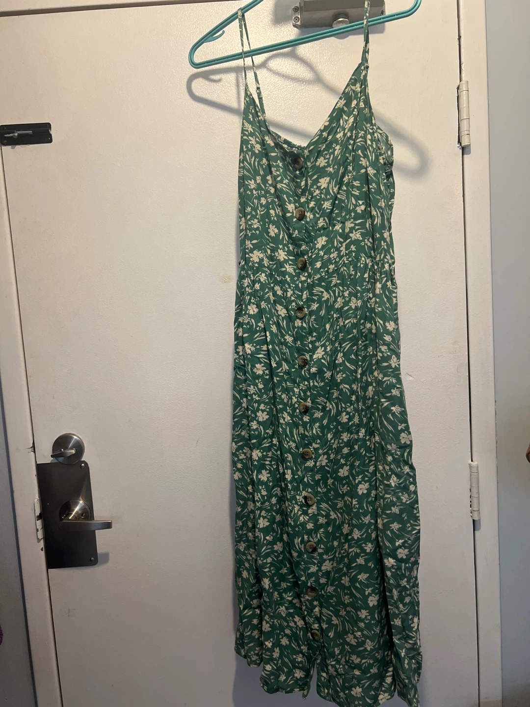 Green floral midi dress