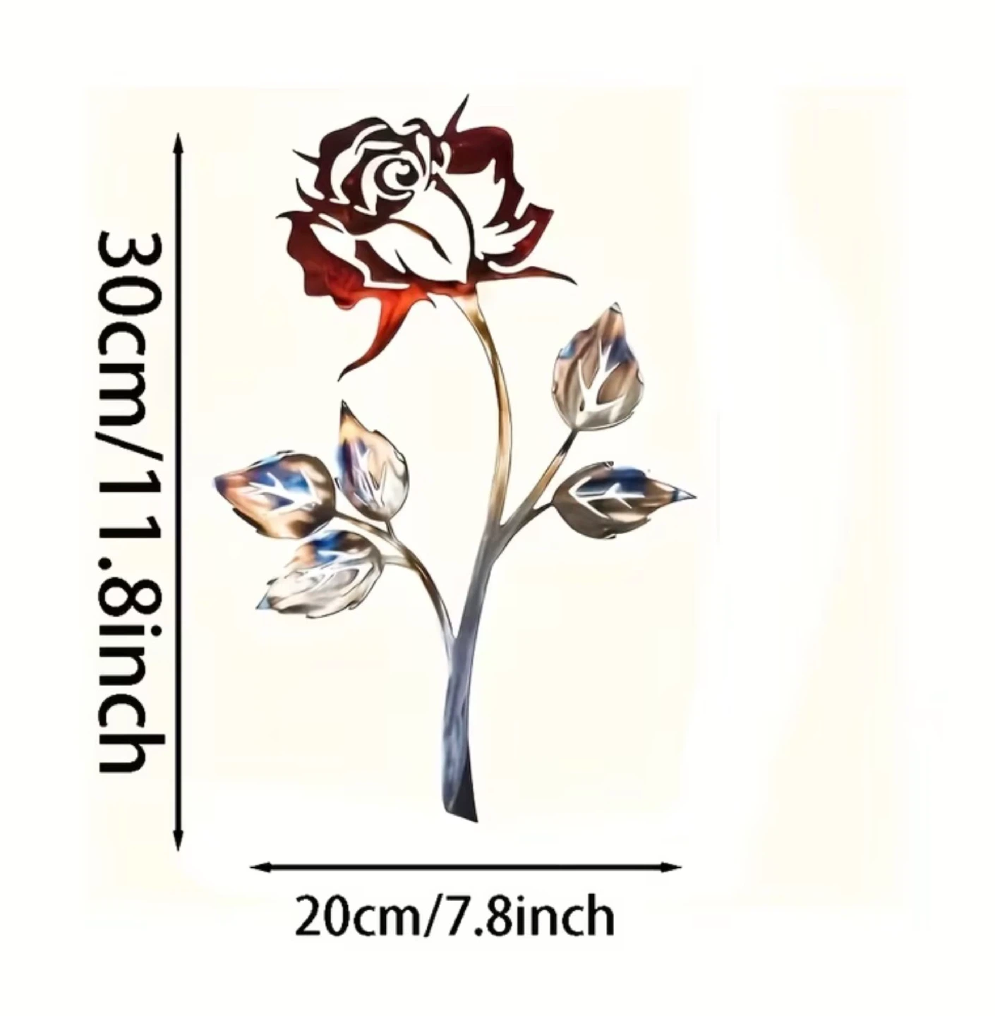 Metal Rose Wall Art - 30cm x 20cm