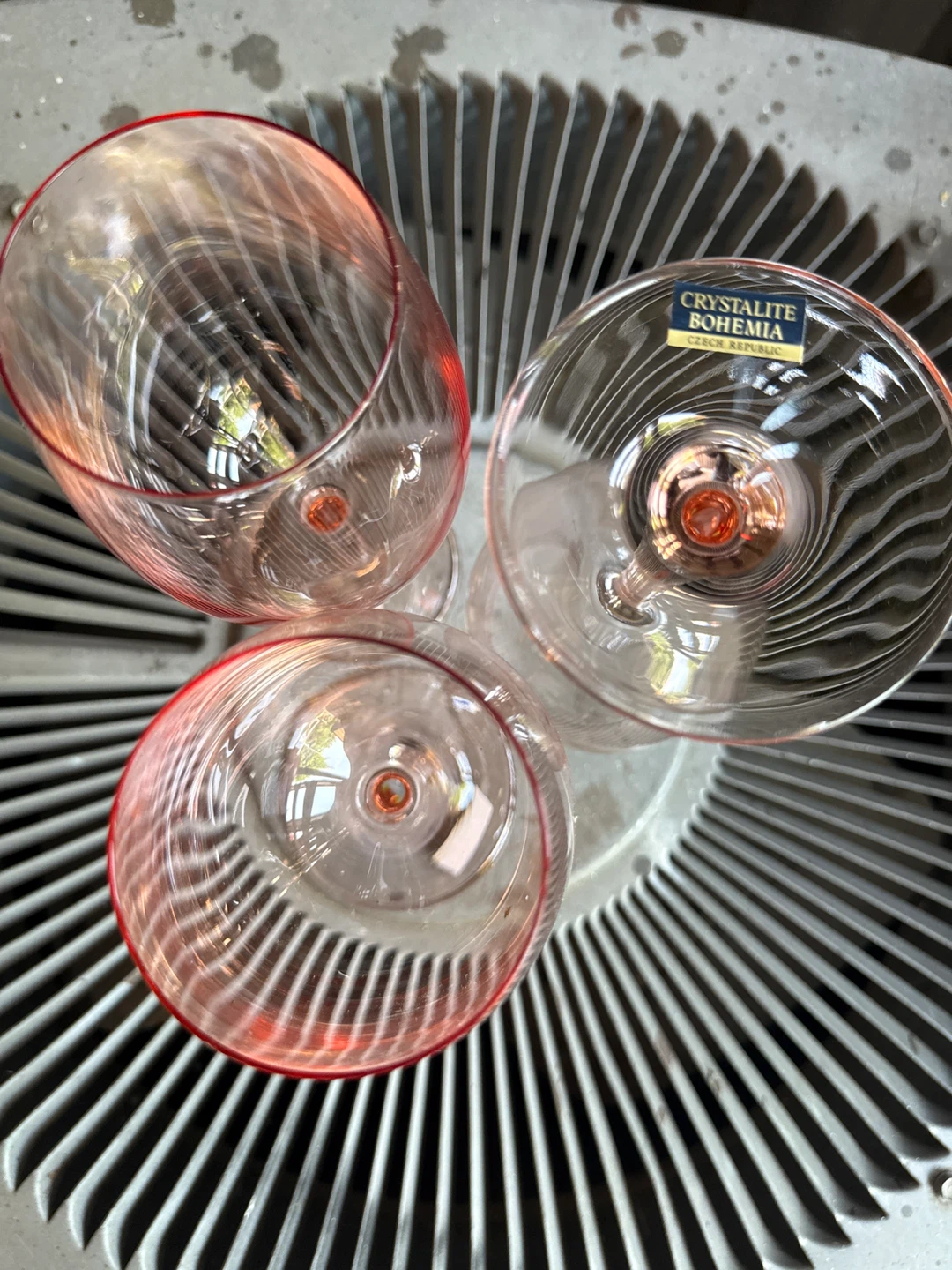 Crystalite Bohemia Pink Wine Glasses Set of 3