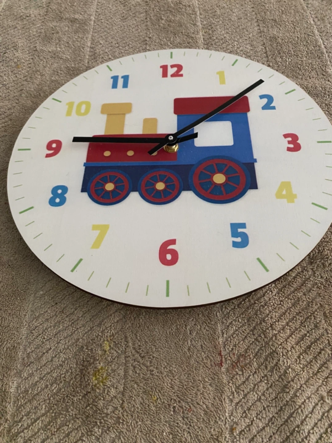 CHILDREN’S WOODEN TRAIN WALL CLOCK - photo 3