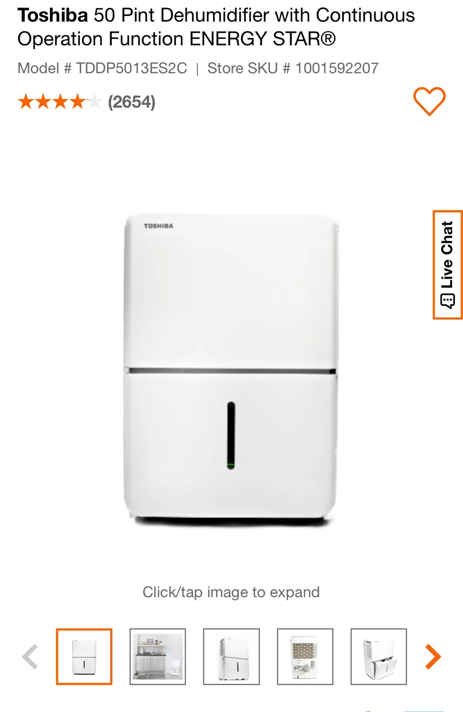 Toshiba 50 Pint Dehumidifier