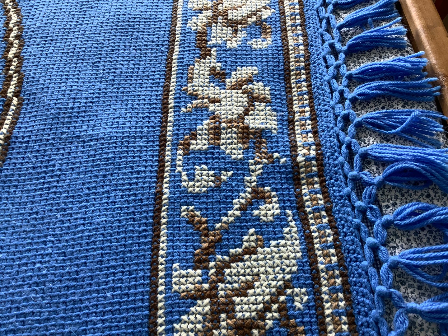 Vit Hand Crochet & Cross Stitch Fringed Throw/Blanket 🐞 - photo 4
