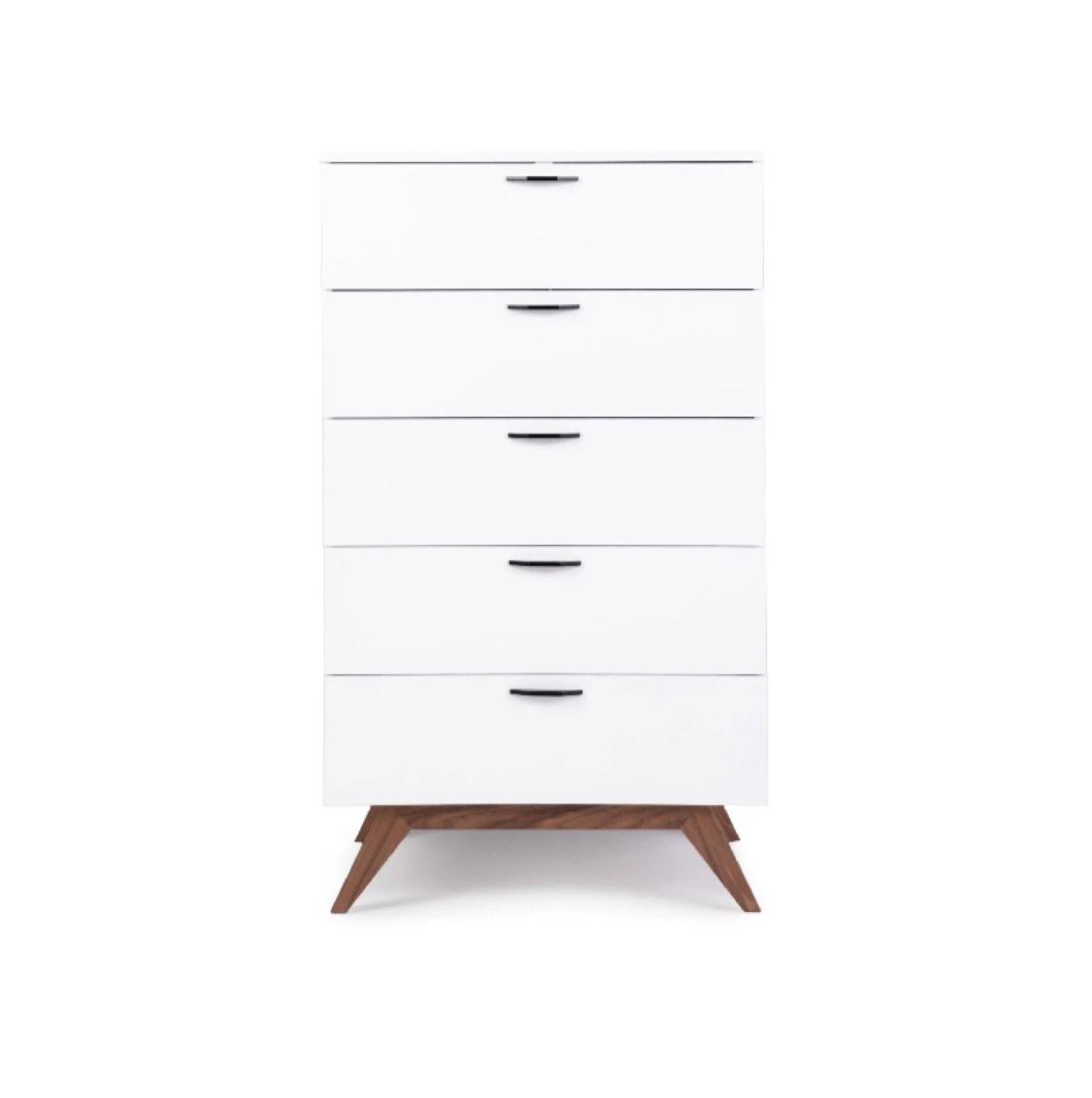 White high gloss 5 Drawer Dresser with Wood Legs - photo 2