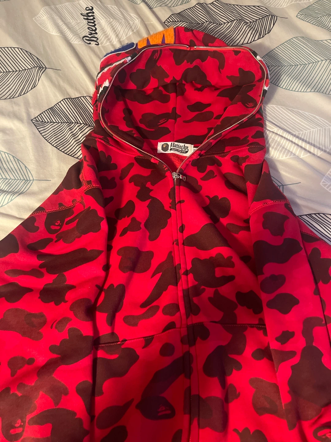 A Bathing Ape Full Zip Hoodie - Red Camo