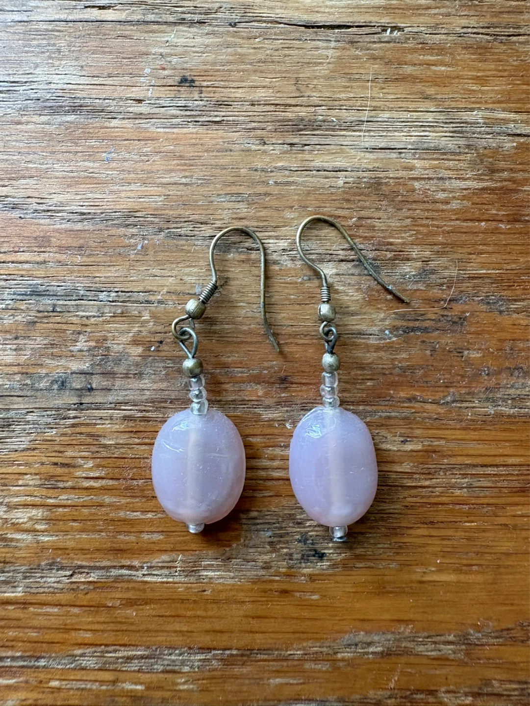 Light Pink Beaded Drop Earrings