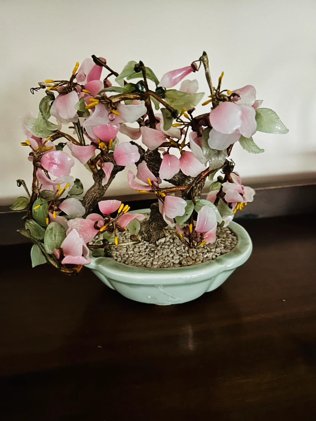 Jade Glass Bonsai Cherry Blossom vintage Tree