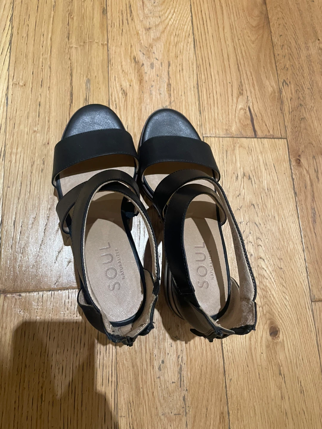 NEW! Soul Naturalizer Black Wedge Sandals Size 9 - photo 3