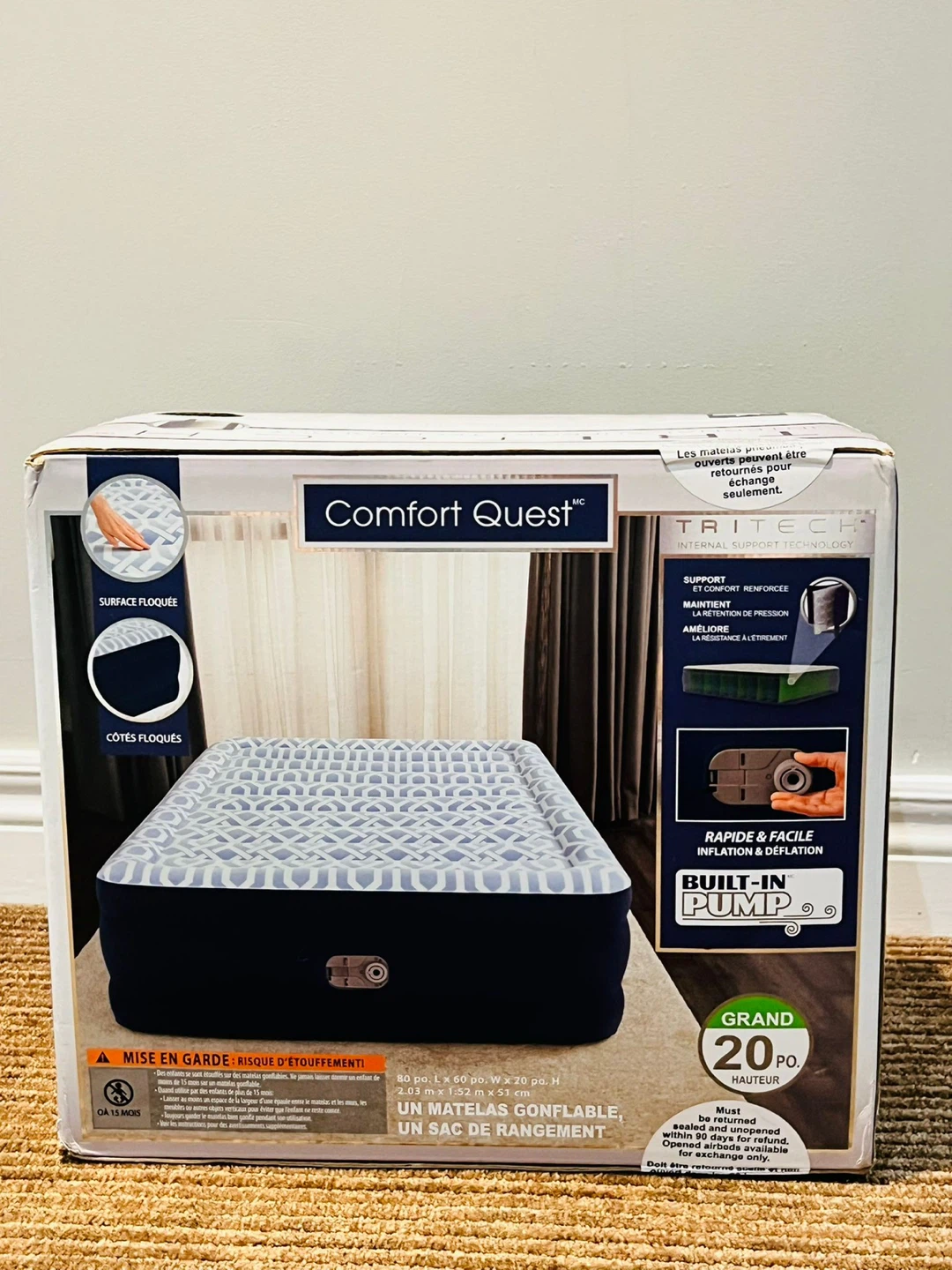 Comfort Quest Queen Air Mattress with Built-In Pump – 20" High - photo 2