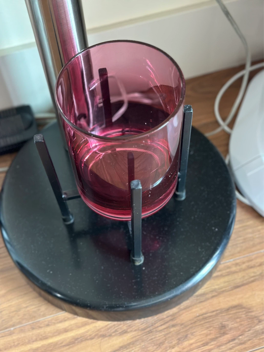 Pink Glass Hurricane Candle Holder