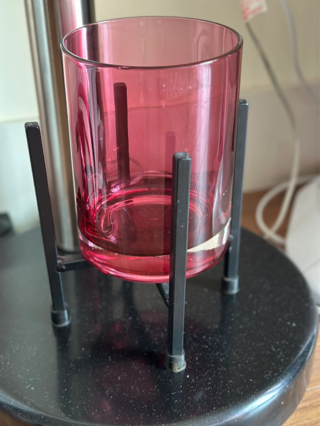 Pink Glass Hurricane Candle Holder - photo 2
