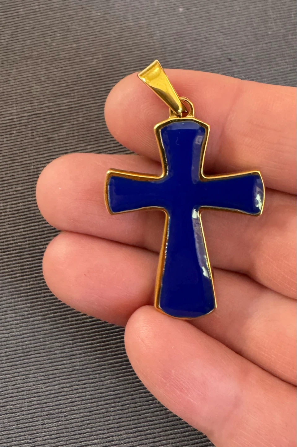 Reversible Lapis Lazuli & Turquoise Enameled Cross Pendant NEW!! - photo 4