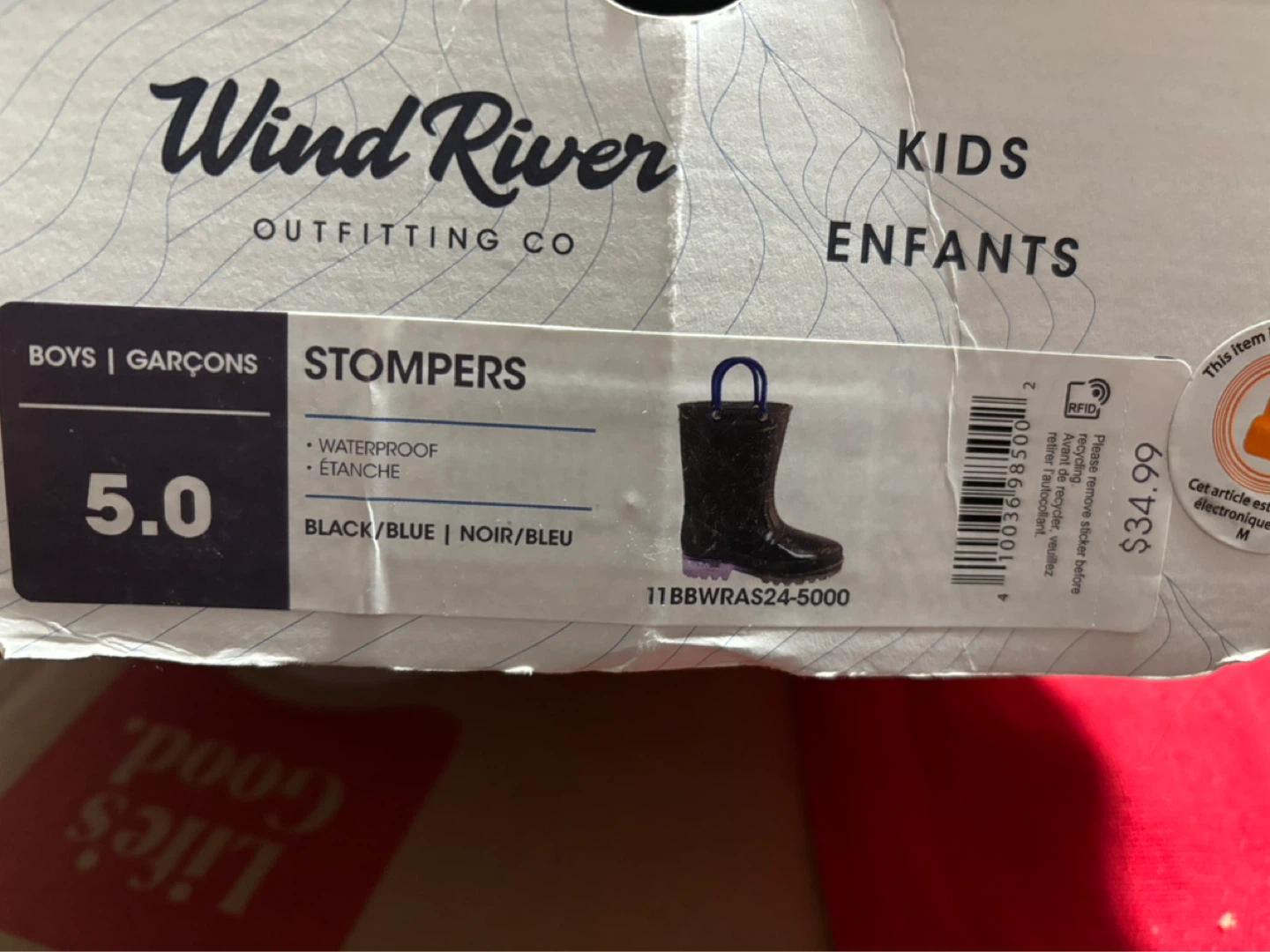 Wind River Stompers LIGHT Up Waterproof Kids Rain Boots Size 5 - photo 2
