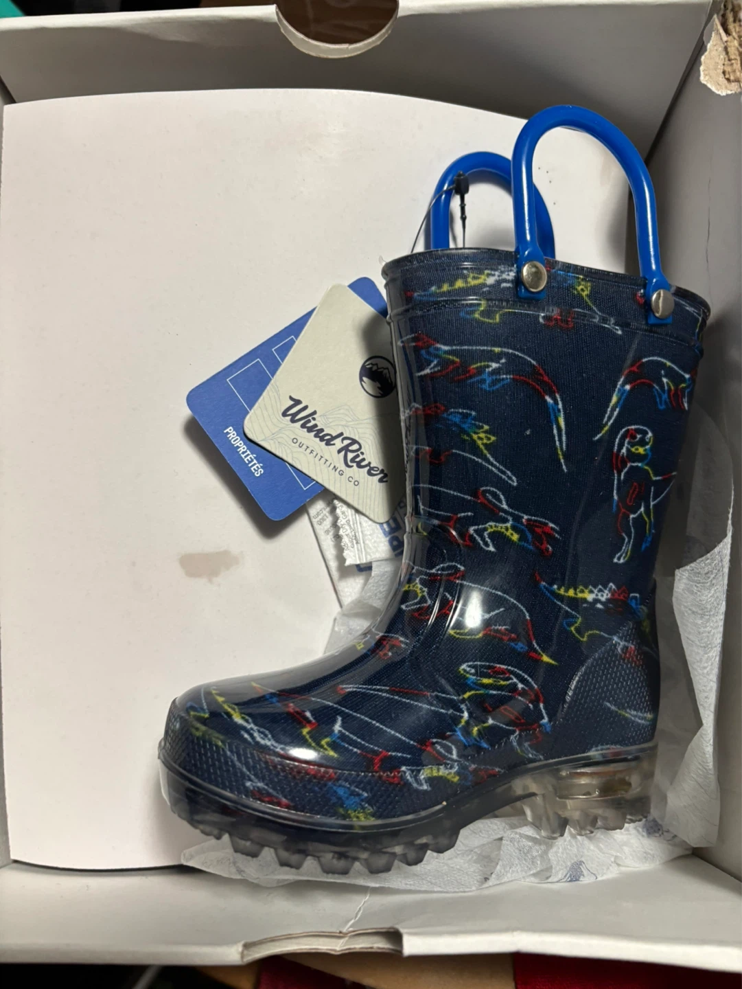 Wind River Stompers LIGHT Up Waterproof Kids Rain Boots Size 5