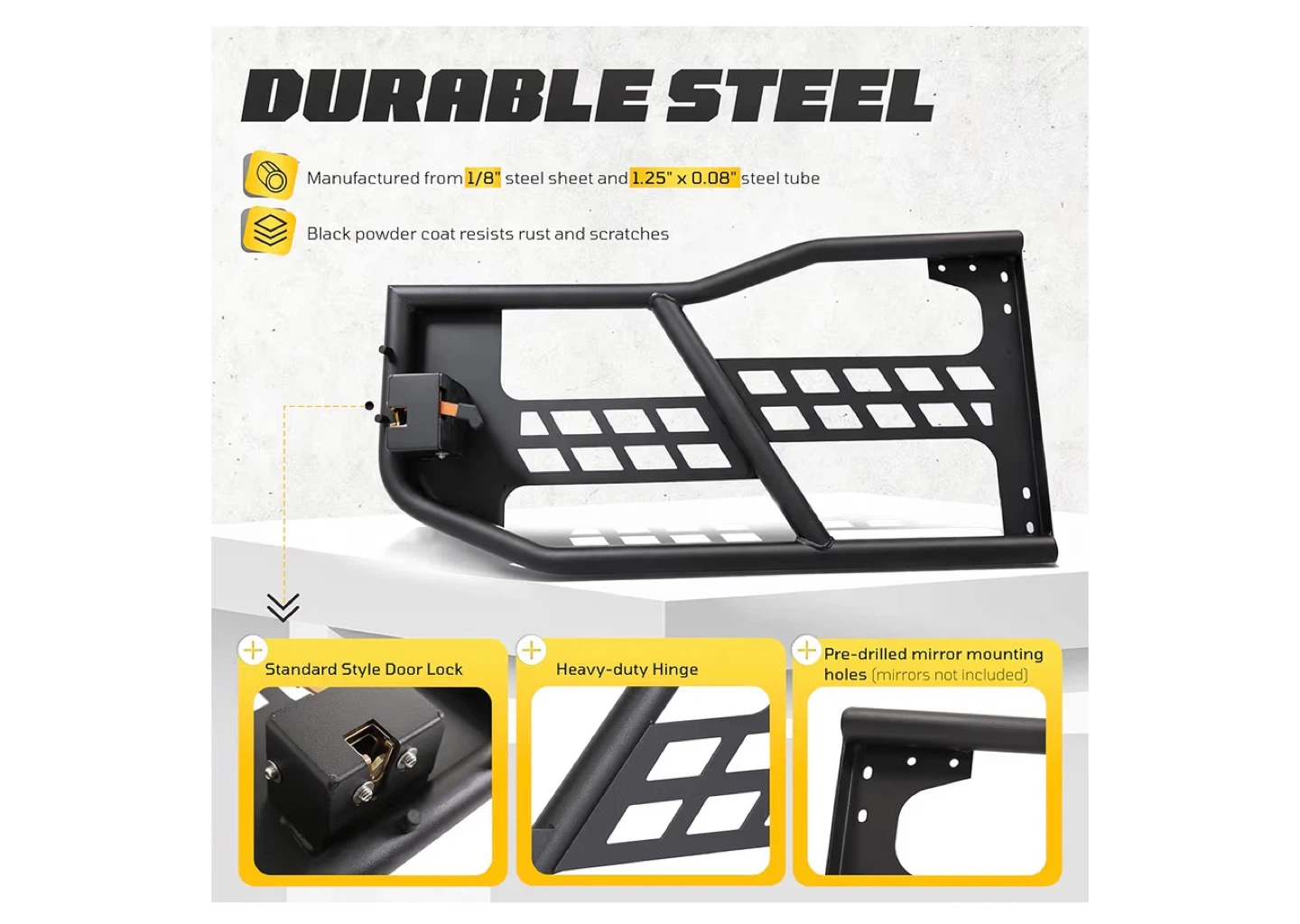 ECOTRIC Tube Doors for Jeep Wrangler JK 2007-2018 - photo 3