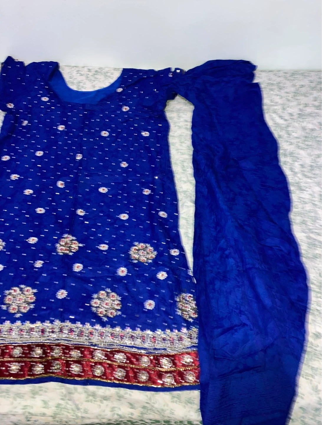 Embellished Blue Indian Salwar Kameez Dupatta Set - photo 2