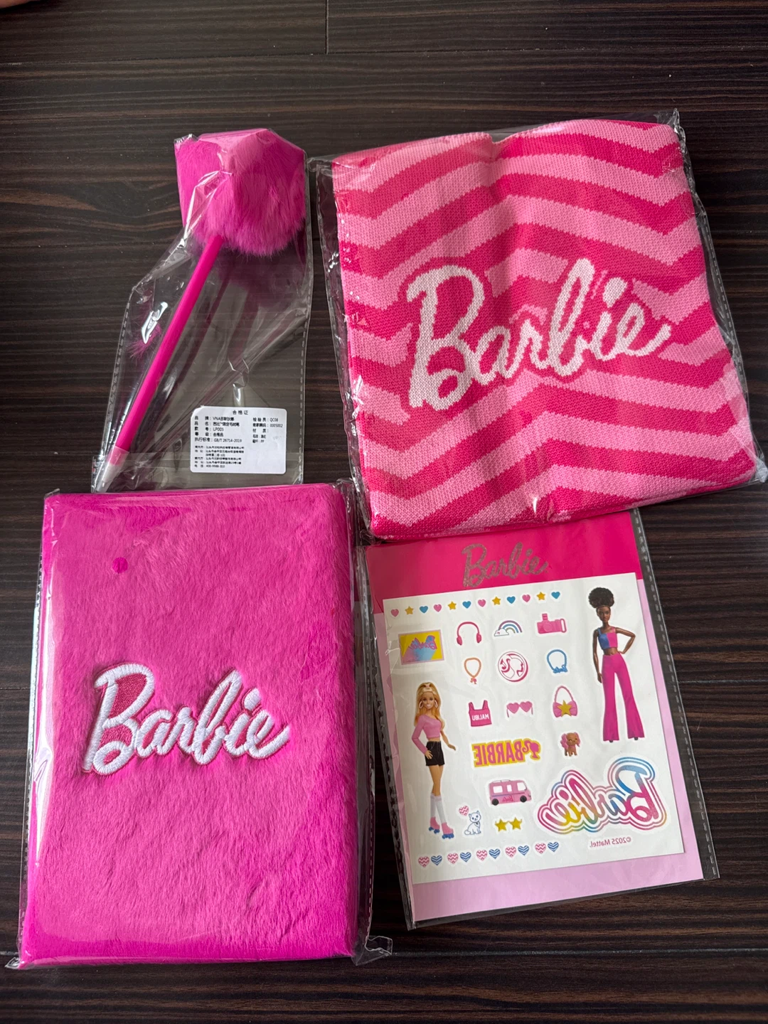 Barbie Fuzzy Notebook and Pen Set with Stickers