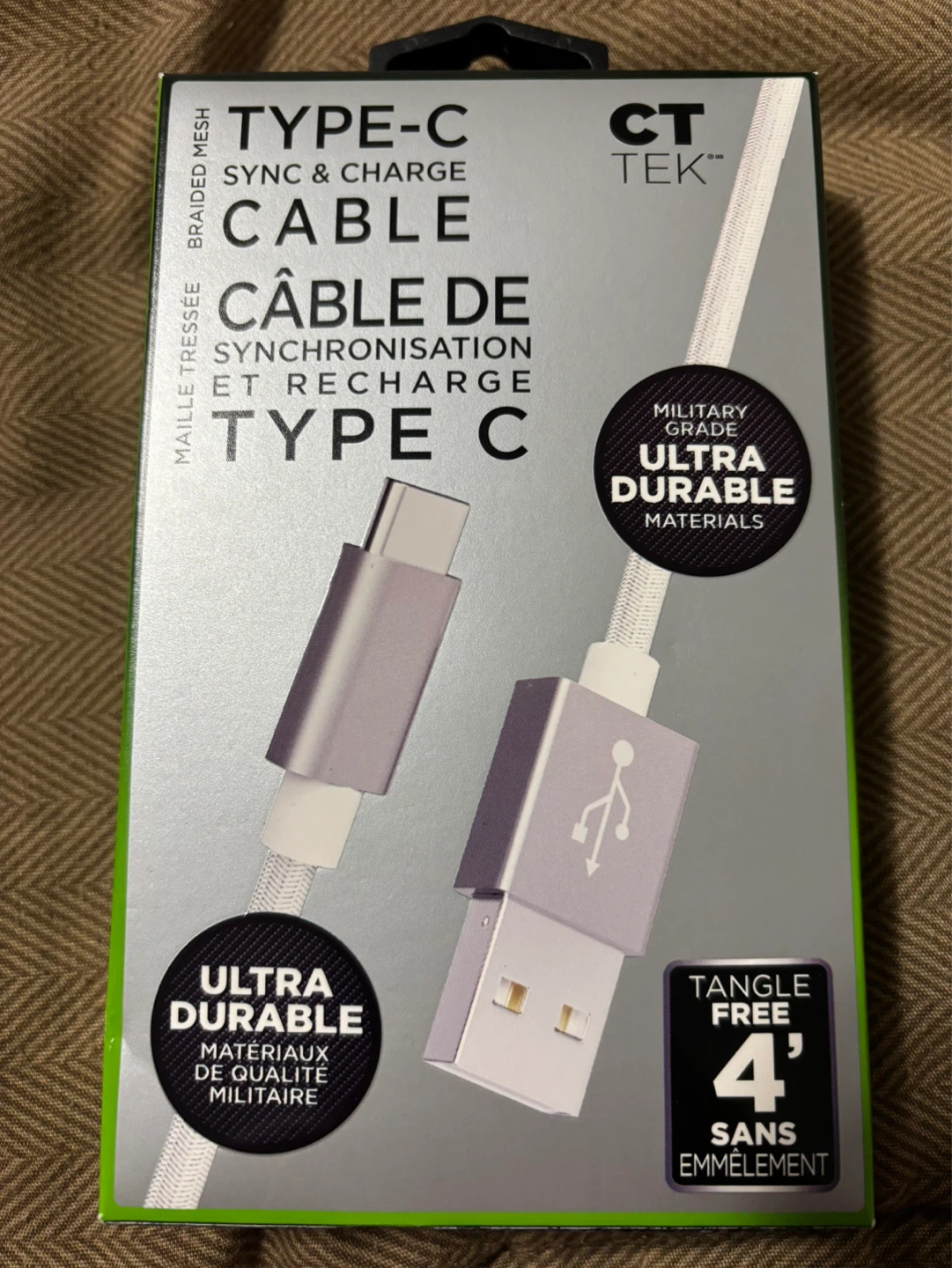 CTek Type-C Sync & Charge Cable - 4ft Braided Mesh