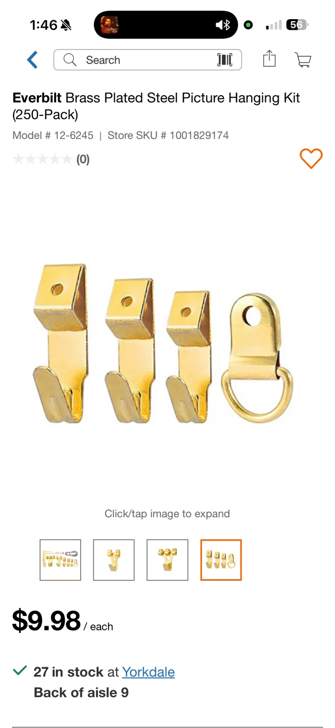 Everbilt Brass Plated Steel Picture Hanging Kit (250-Pack)