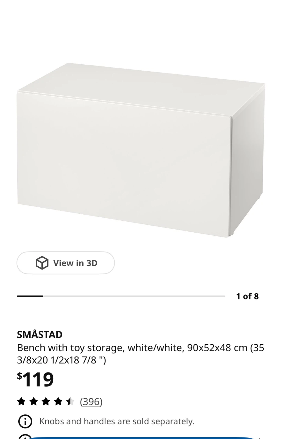 IKEA SMÅSTAD Bench with Toy Storage + bench mat Free - photo 2