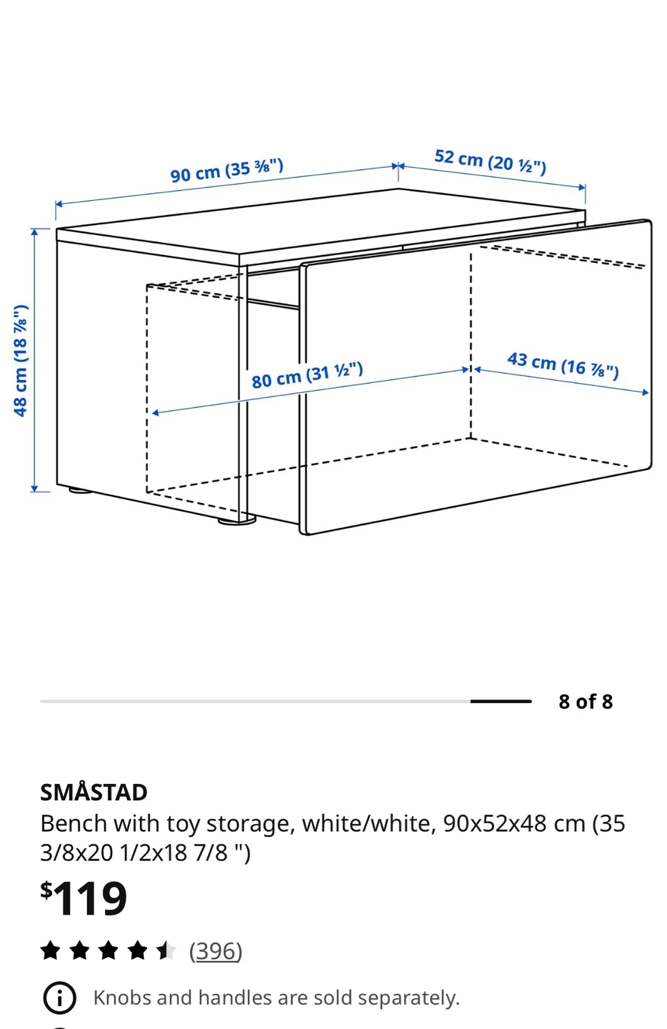 IKEA SMÅSTAD Bench with Toy Storage + bench mat Free - photo 4