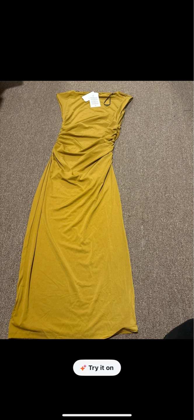 Gold Ruched Maxi Dress