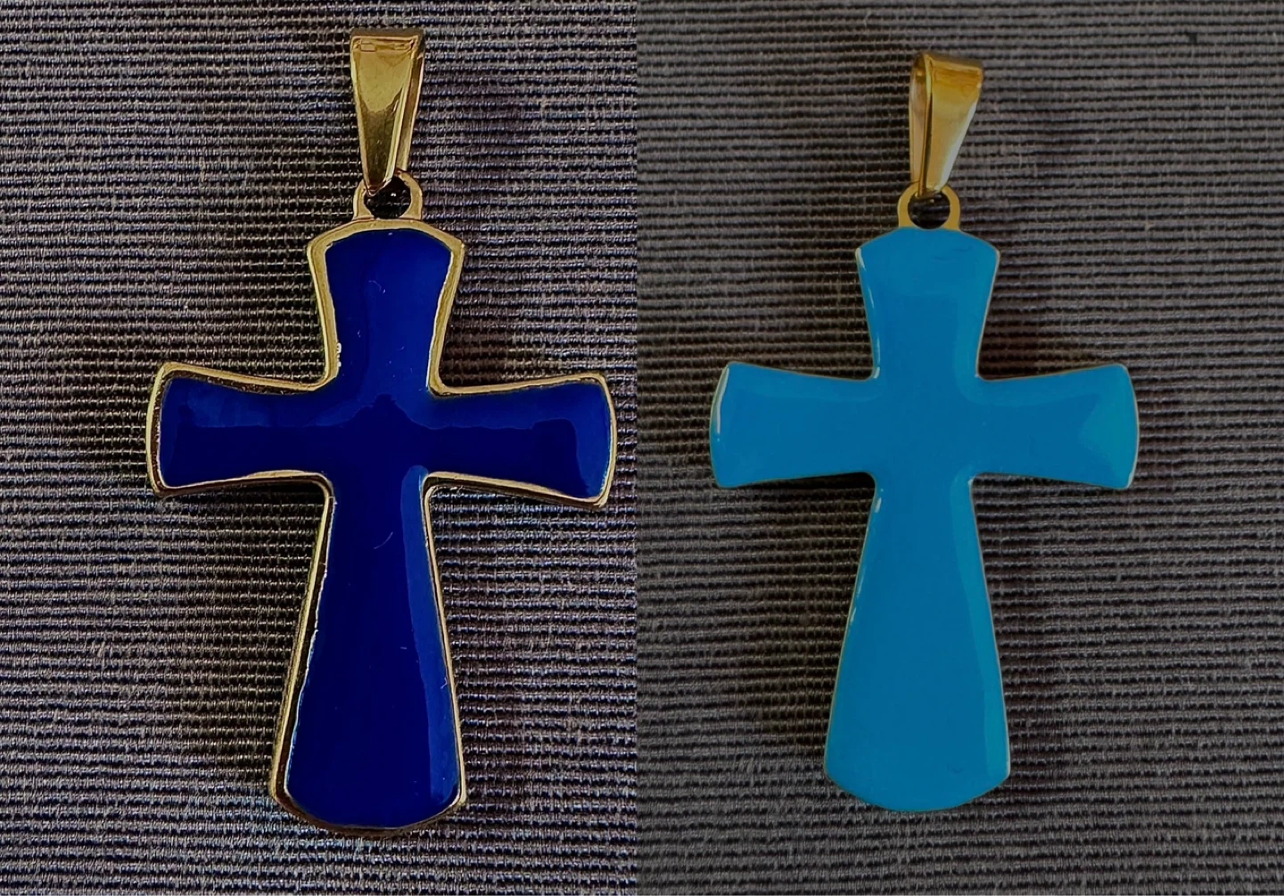 Reversible Lapis Lazuli & Turquoise Enameled Cross Pendant NEW!! - photo 2
