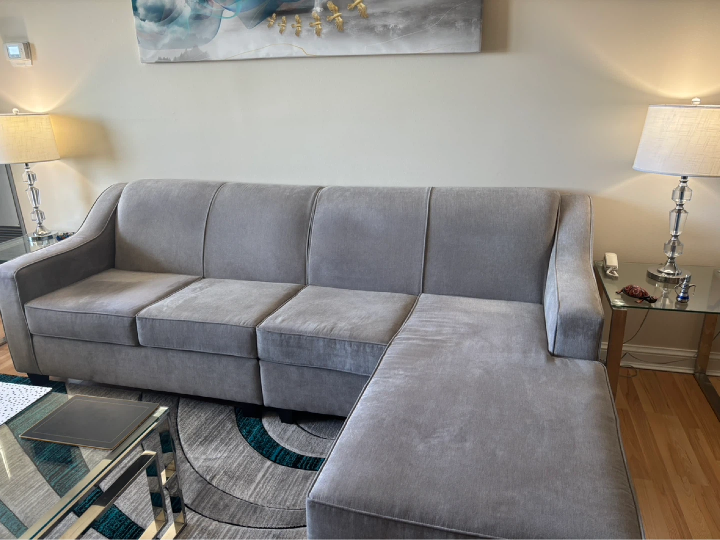 Grey Loveseat and Sectional Sofa - photo 2