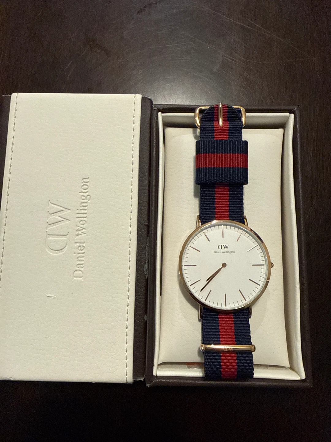 Daniel Wellington Watch with Red and Blue Strap