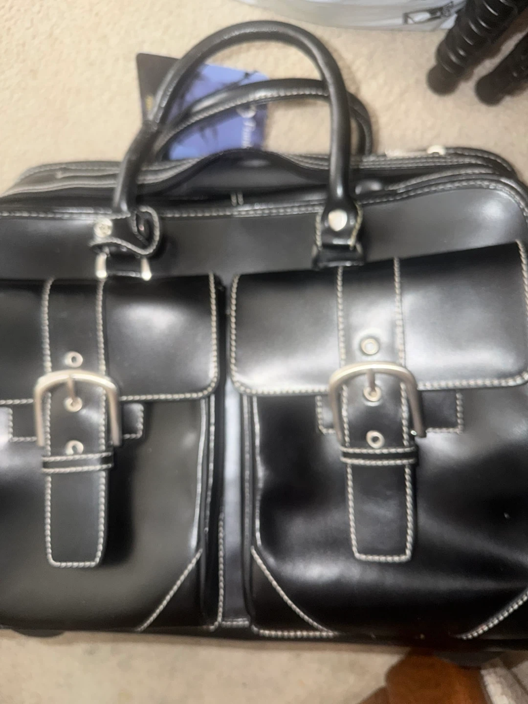 Franklin Covey Black Genuine Leather Laptop Bag