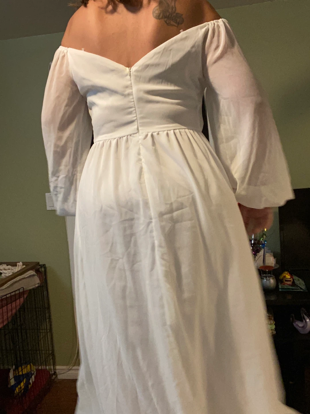 White Off-the-Shoulder Maxi Dress - photo 3