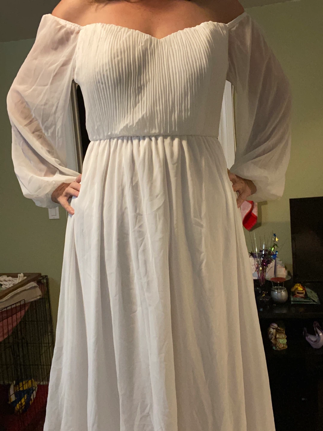 White Off-the-Shoulder Maxi Dress - photo 2