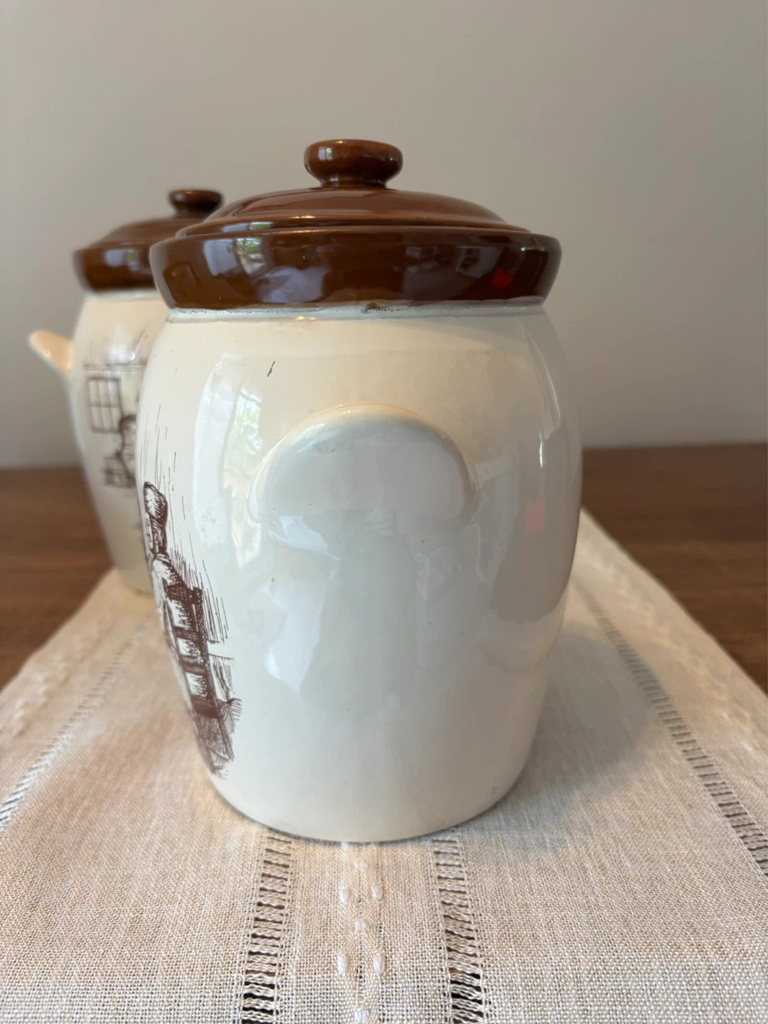 Vintage Ceramic Crock Jar Set with Lids - photo 3