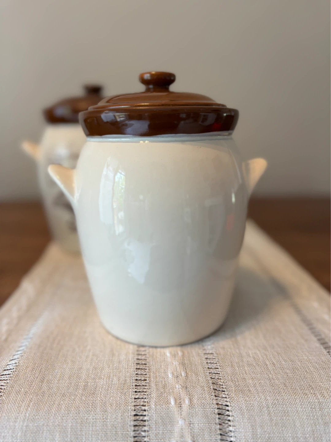 Vintage Ceramic Crock Jar Set with Lids - photo 4
