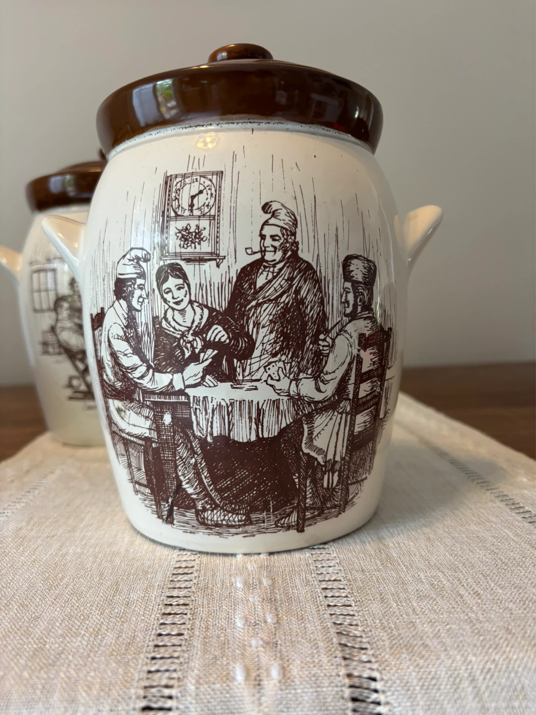 Vintage Ceramic Crock Jar Set with Lids - photo 2