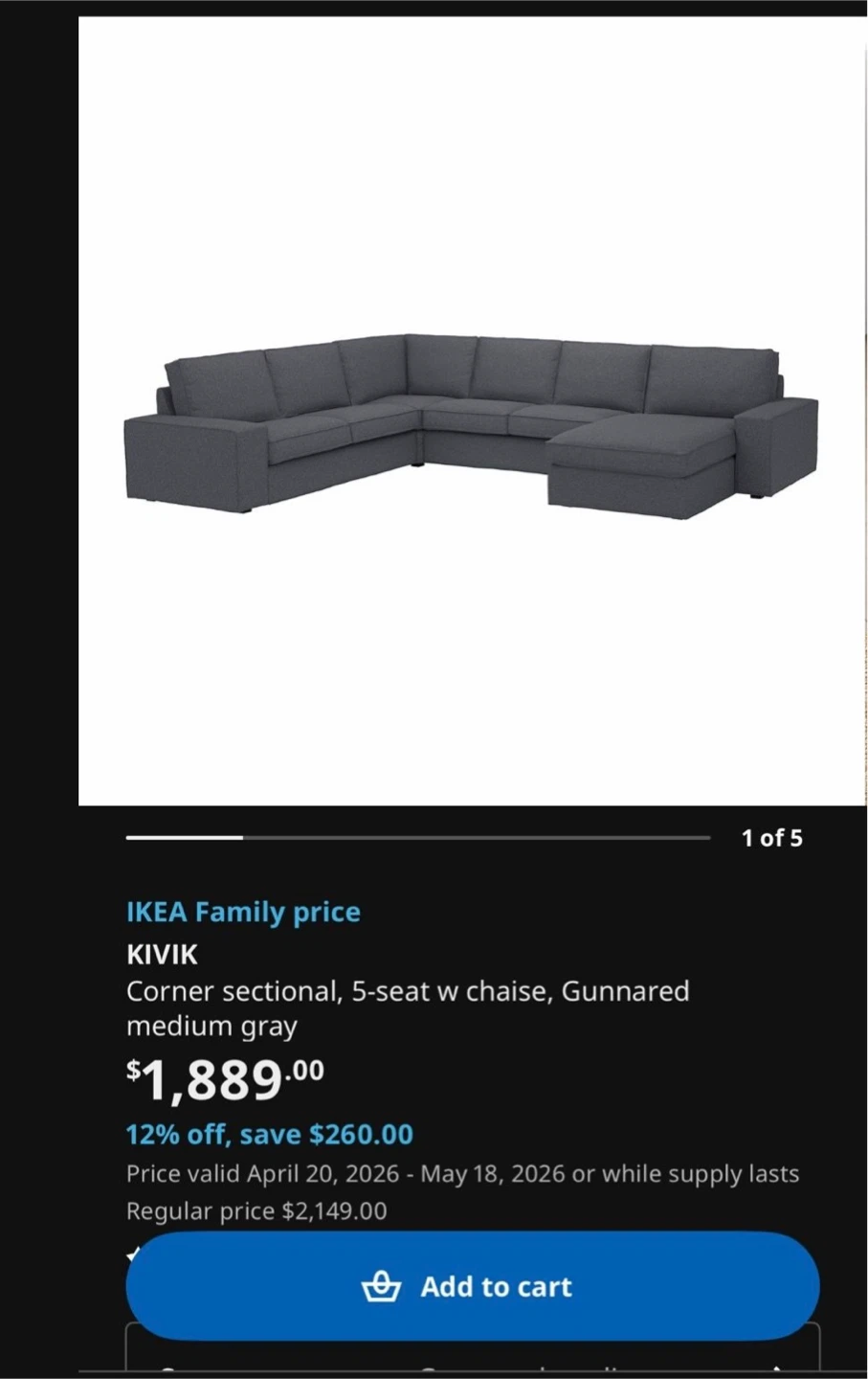 IKEA KIVIK 5-Seat Corner Sectional with Chaise - photo 2