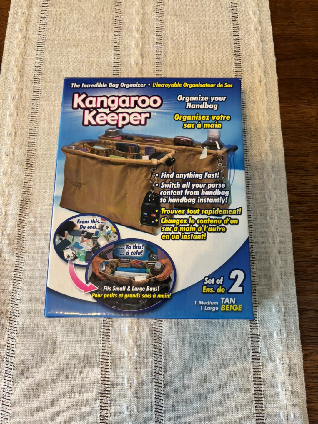 Kangaroo Keeper The Incredible Bag Organizer Set of 2 Tan/Beige
