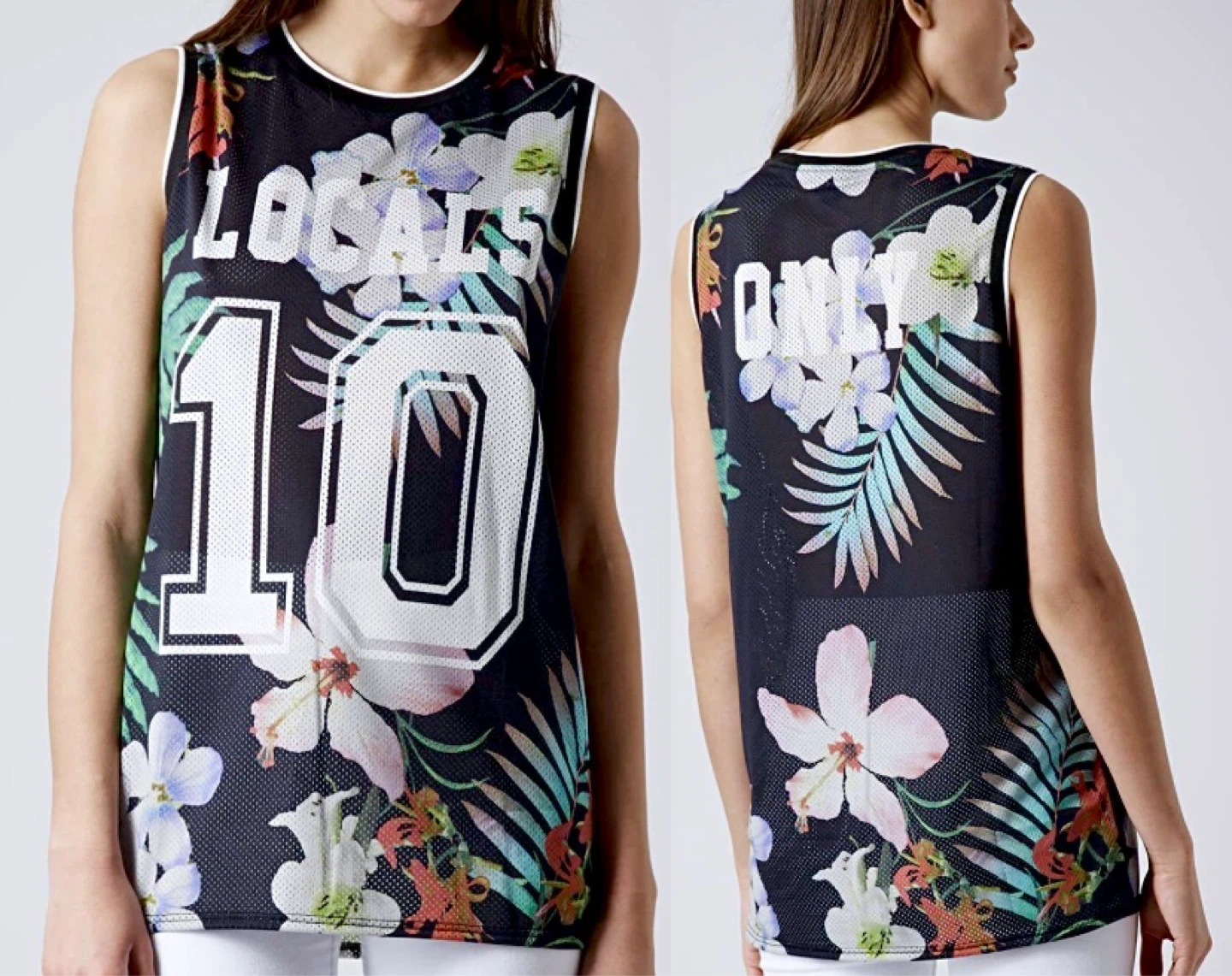 Topshop Womens Mesh Tank Top Jersey Size Medium ‘Locals Only 10’ - photo 4