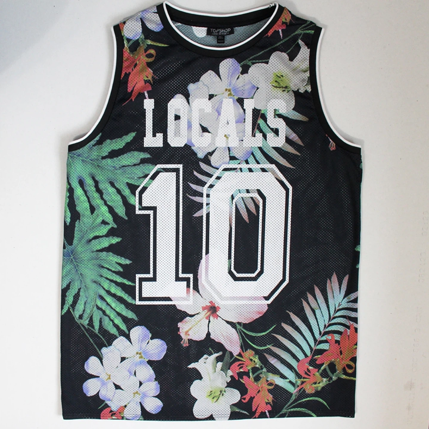 Topshop Womens Mesh Tank Top Jersey Size Medium ‘Locals Only 10’ - photo 2