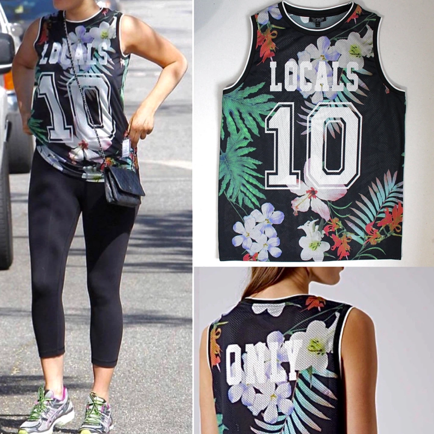 Topshop Womens Mesh Tank Top Jersey Size Medium ‘Locals Only 10’